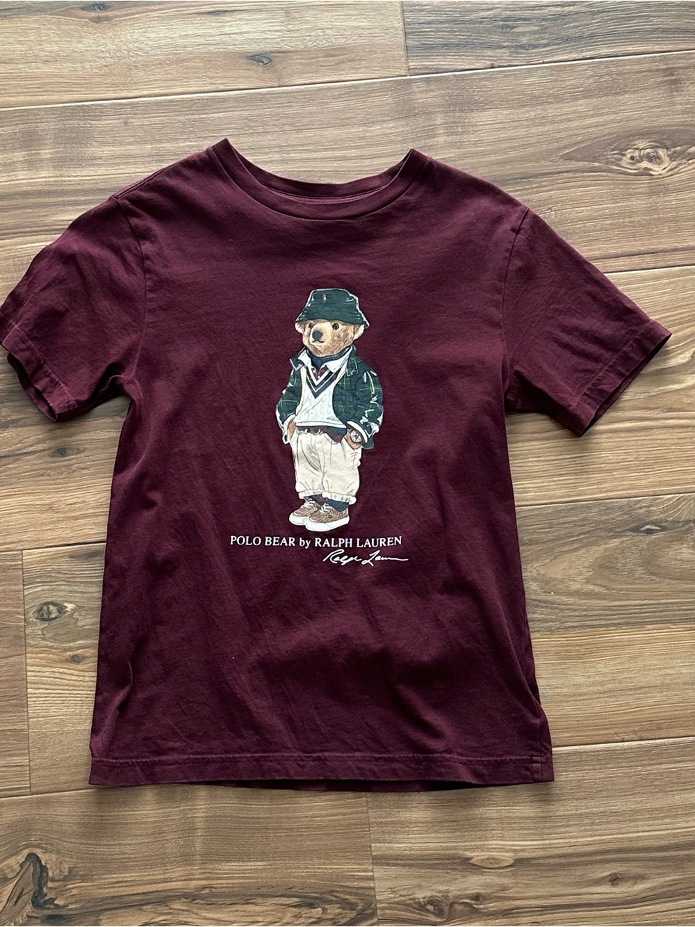 Polo by Ralph Lauren Burgundy Polo Bear Kids Short Sleeve Tee